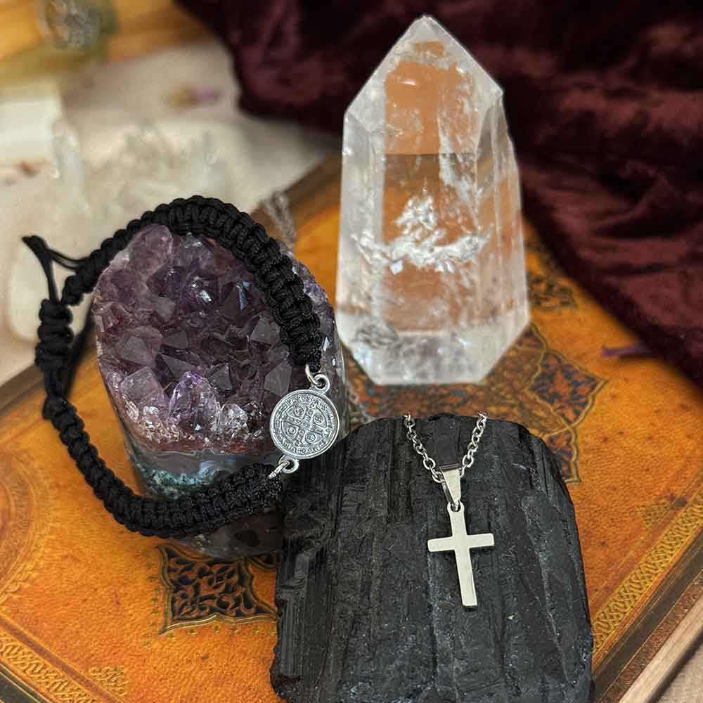 Pulsera de San Benito y Colgante de Cruz Cristiana - Imagen 2