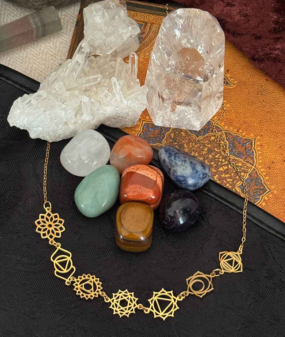Kit Chakras: Colgante 7 Chakras con Piedras Curativas